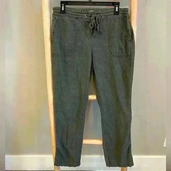 Per Se size medium linen Sage green drawstring pant - Picture 1 of 6